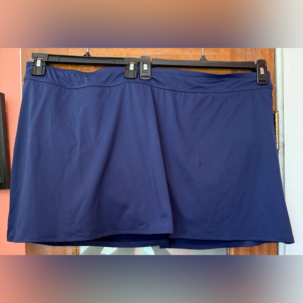 Lands’ End Women Navy Plus Swim Skirt W Built In Panty Nwt- 26w